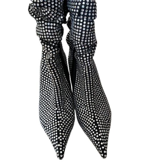 Jeffrey Campbell Cry4U Slouch Crystal Black Heeled Boots size 8 - Picture 2 of 9